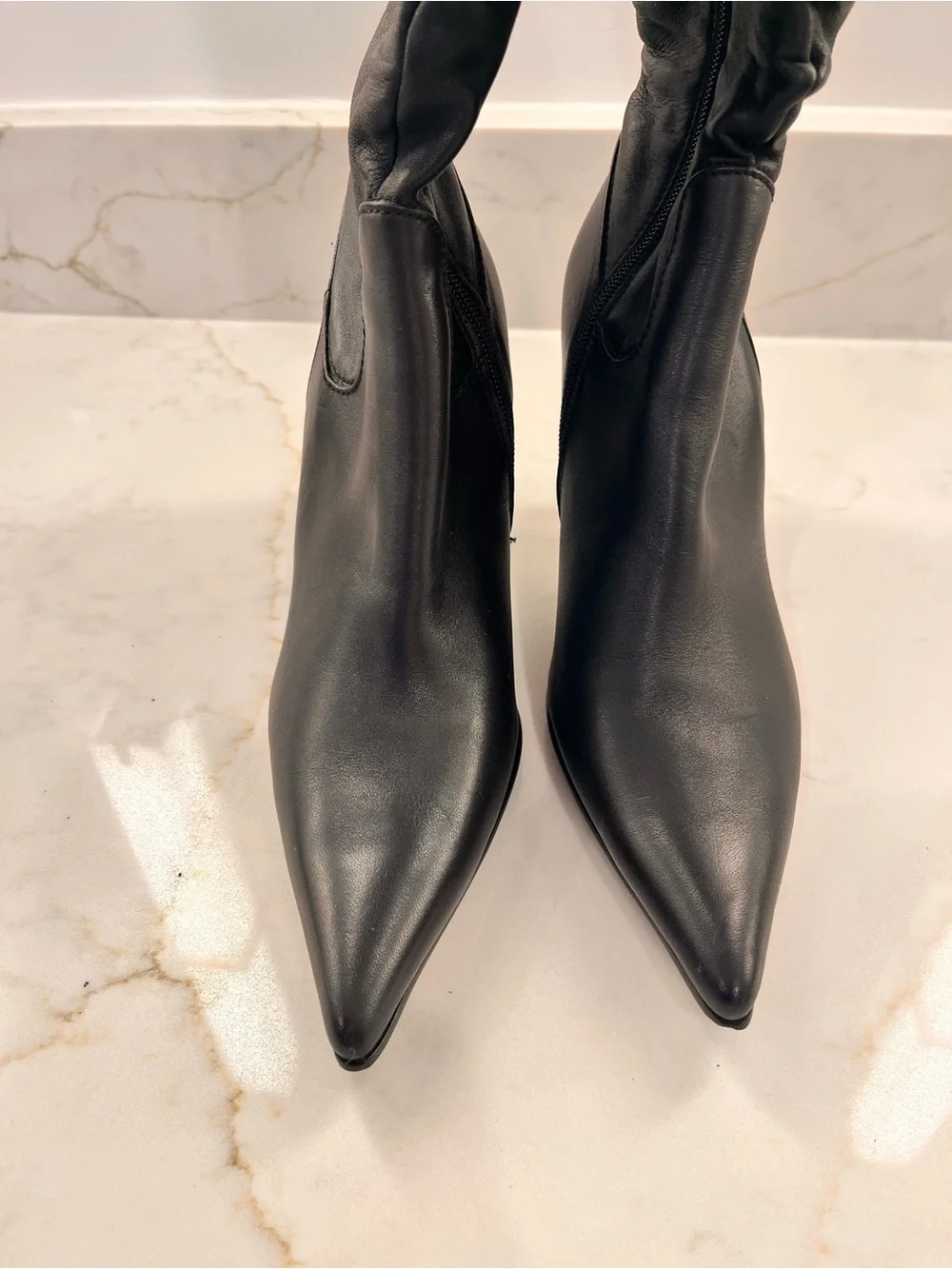 Vintage Italian Leather Over The Knee Convertible Cuff Boots Pointed Toe Stilett